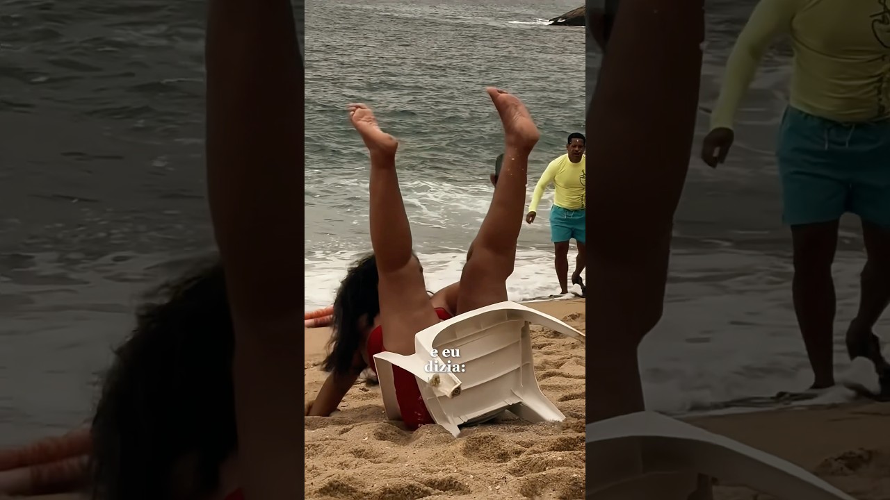 Caindo de pernas pro ar na praia
