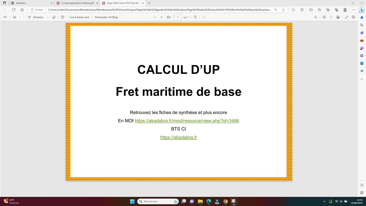 Calcul d'UP en BTS CI MOI