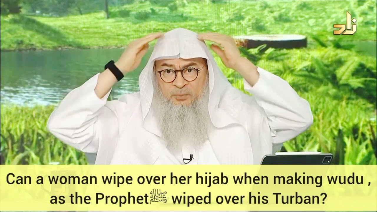 Can a woman wipe over her hijab when making wudu as Prophet ﷺ‎ wiped over his turban assim al hakeem