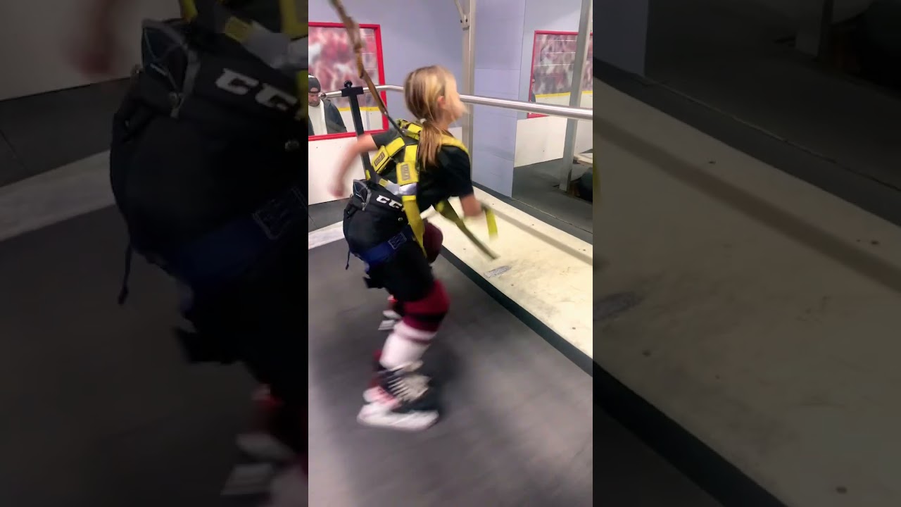 Can girls play hockey!???  💯 they can!!!!!￼ #hockey #hockeytraining #hockeytreadmill #skating
