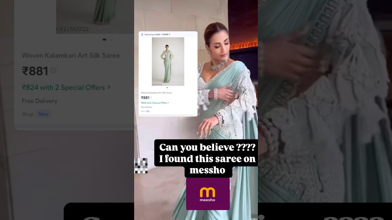 Can you believe I found this saree on #messho 😳#malaikaarora #sarees #pearlsaree #partywearsaree