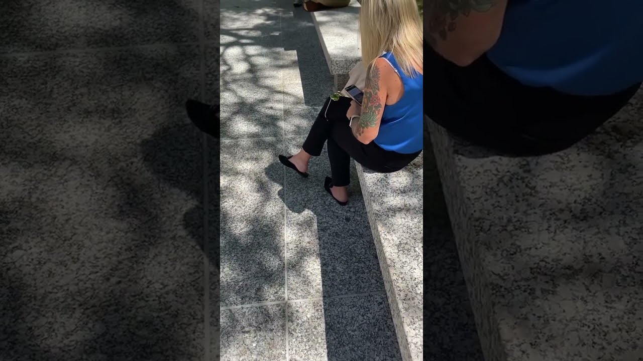 candid shoeplay candid feet by stunning blonde chick. #candidfeet #shoeplay #soles #dipping #candid