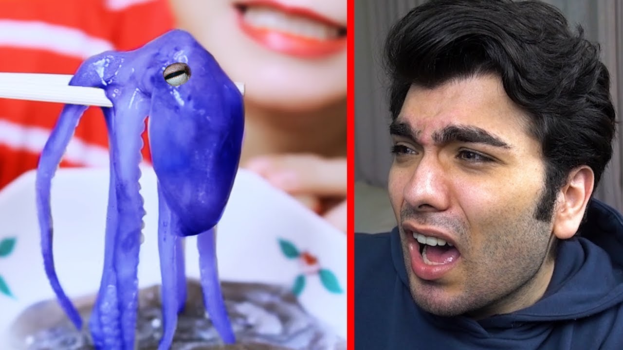 CANLI CANLI AHTAPOT YİYEN KADIN - ASMR