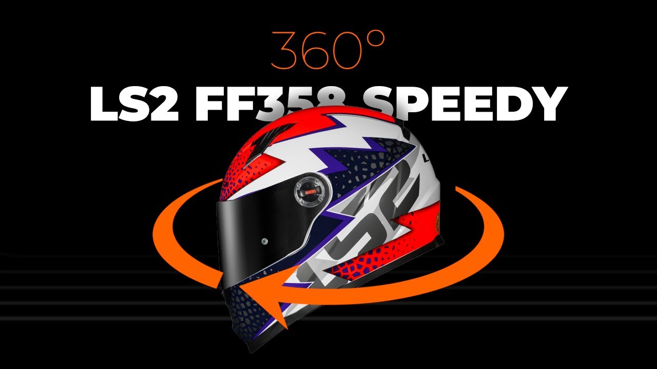 Capacete LS2 FF358 Speedy - Branco / Roxo / Laranja - Visual Completo em 360º