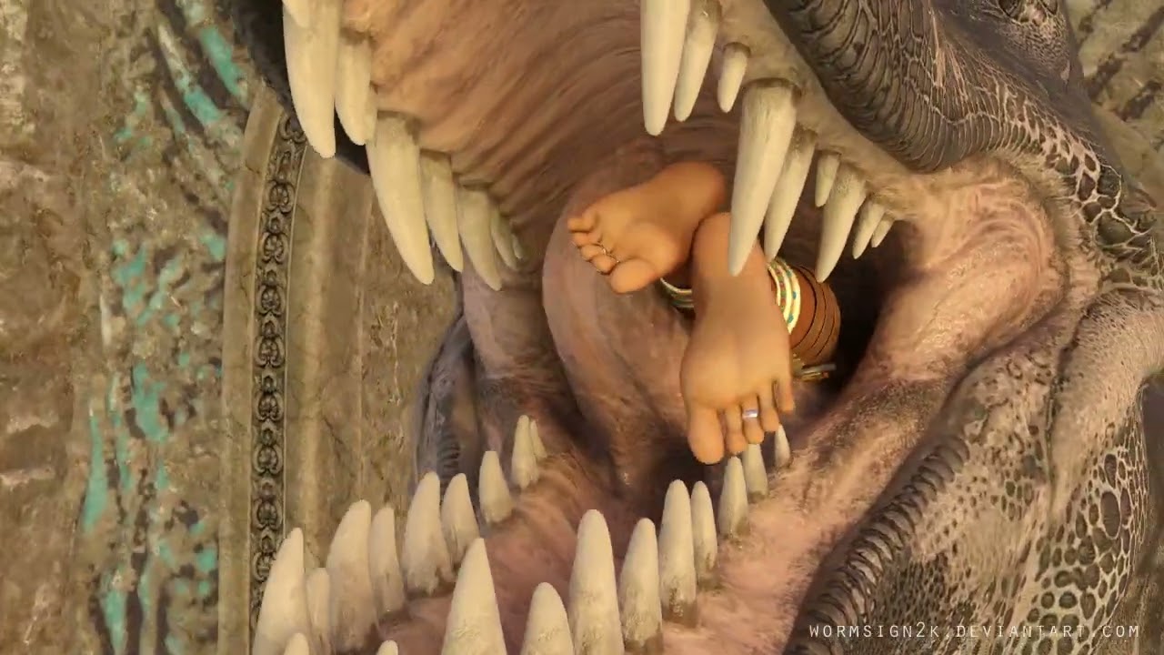 Captured Sorceress is a quick snack for T-Rex by Wormsign2k