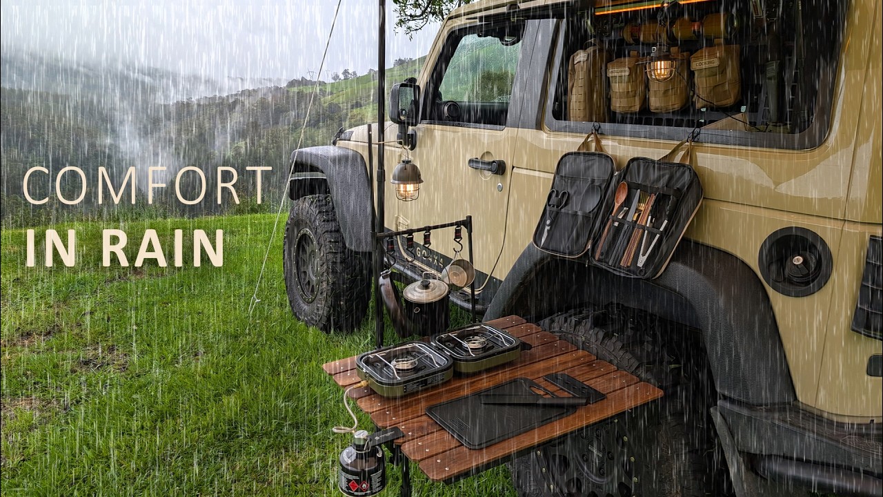 Car CAMPING in RAIN [ Cosy SOLO trip to the Rainy Mountains, AMSR ]
