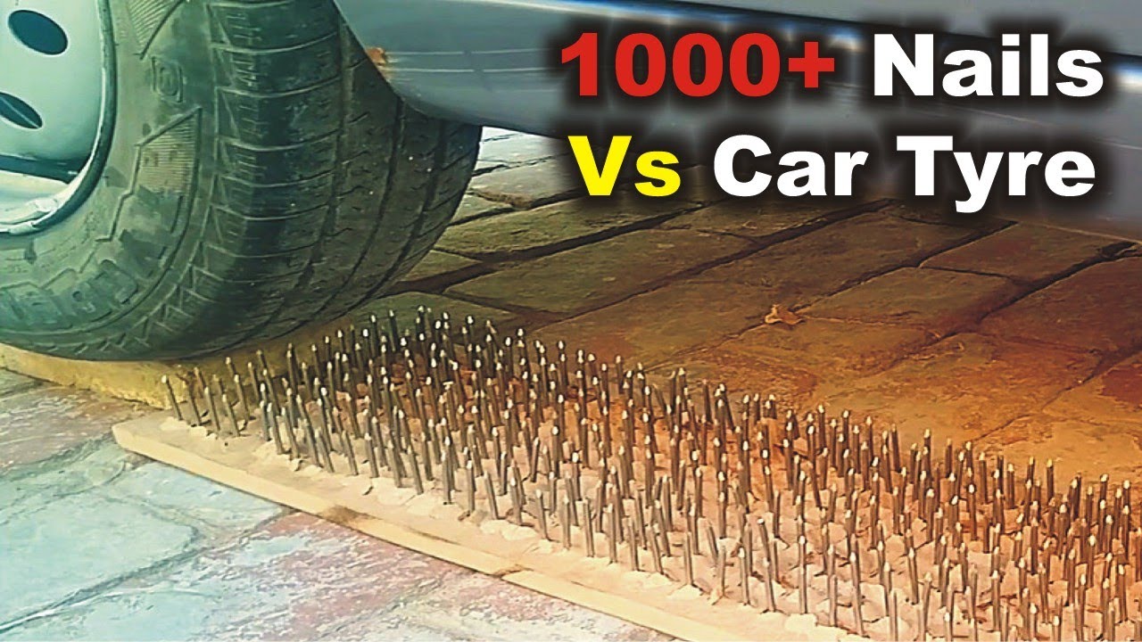 Car Tyre vs 1000+ Nails Who Will Win || CarStani