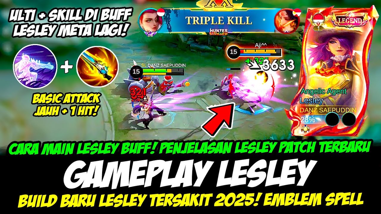 CARA MAIN LESLEY BUFF + PENJELASAN LESLEY PATCH TERBARU❗BUILD LESLEY TERSAKIT❗GAMEPLAY LESLEY 1 HIT
