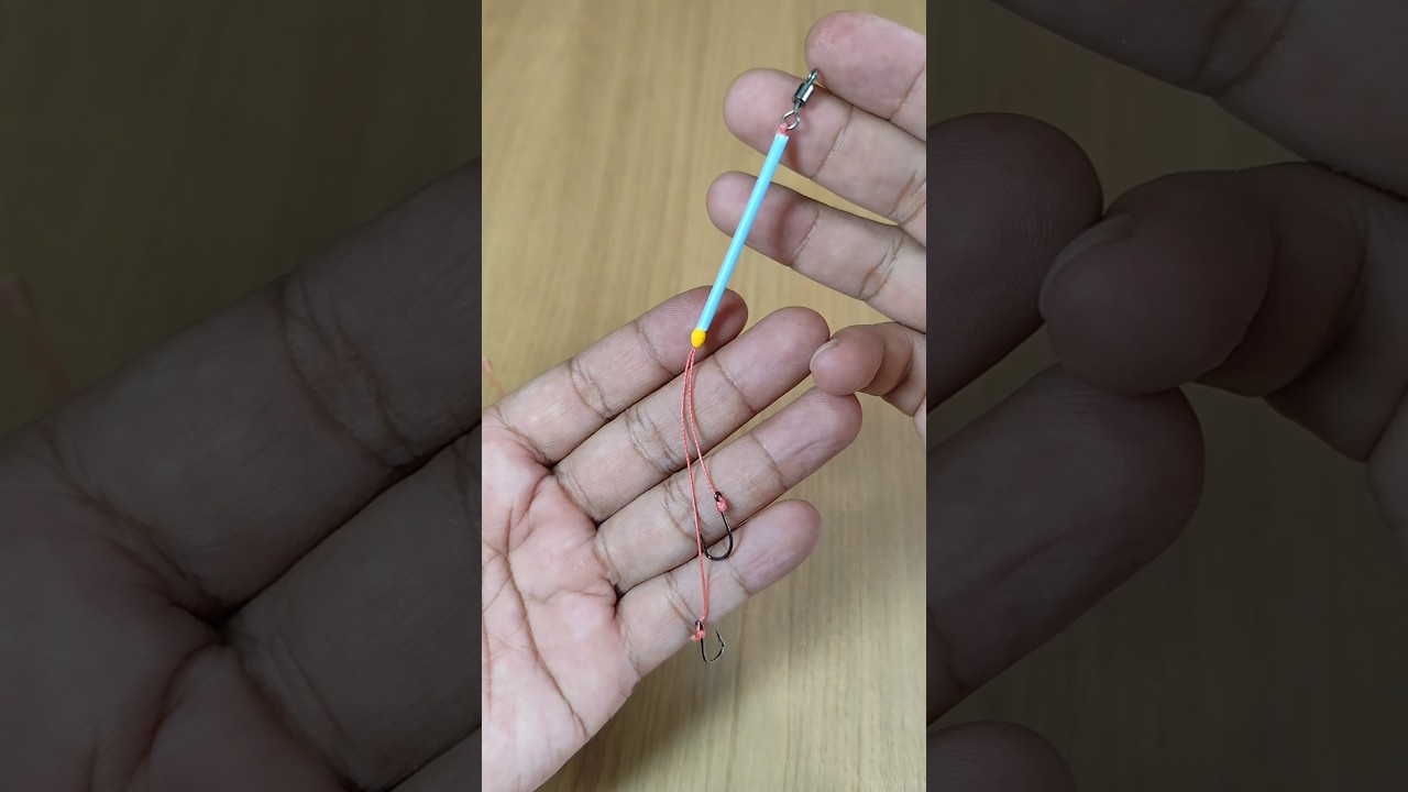 cara membuat rangkaian pancing umpan lumut 2 kail