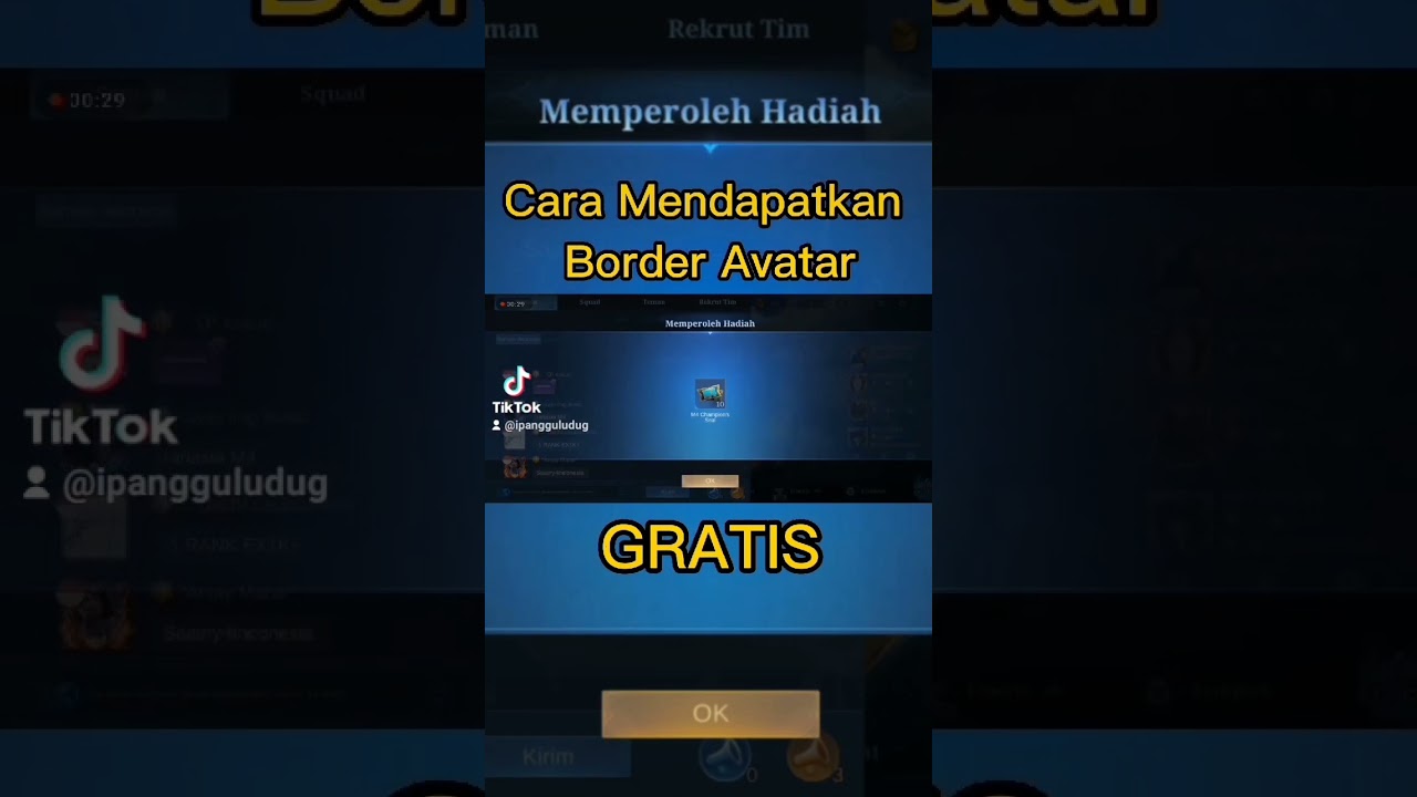Cara Mendapatkan Border Avatar & Tiker MCL Gratis!!🙀 #mlbb #mobilelegends #shorts