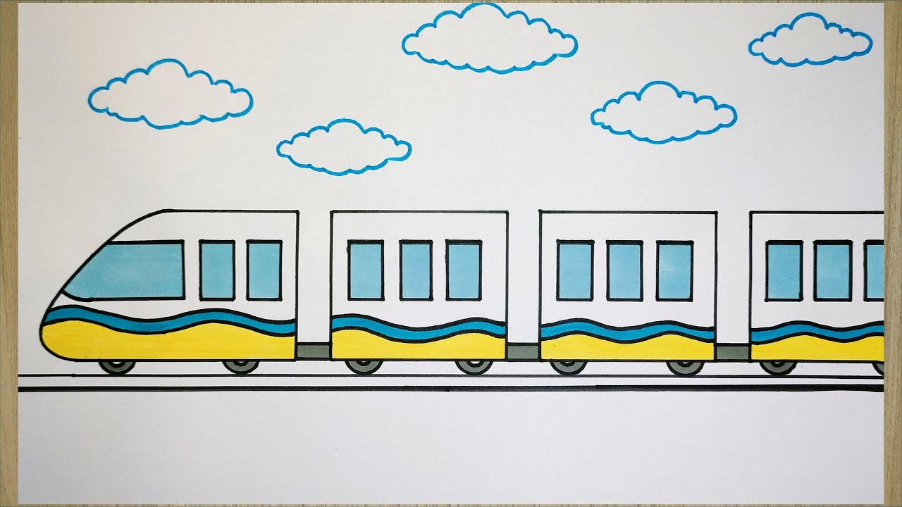 Cara menggambar kereta api yang mudah