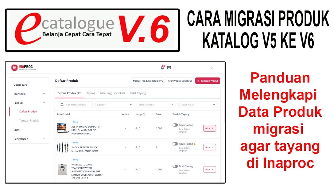 Cara Migrasi Produk ekatalog V5 ke V6 dan melengkapi data produk agar tayang