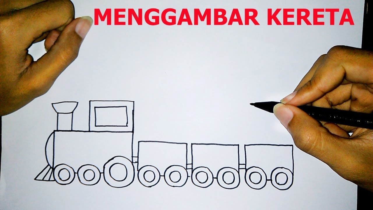 Cara Mudah Menggambar Kereta Api Untuk Anak - How to draw a train easily for kids