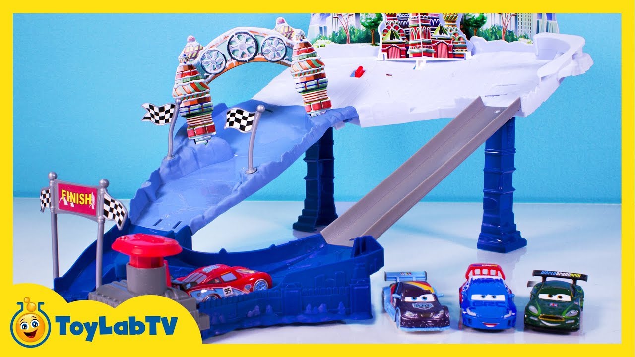 Cars Snowdrift Spinout Track Set Toy, Ice Racers & Lightning McQueen Cars Toys