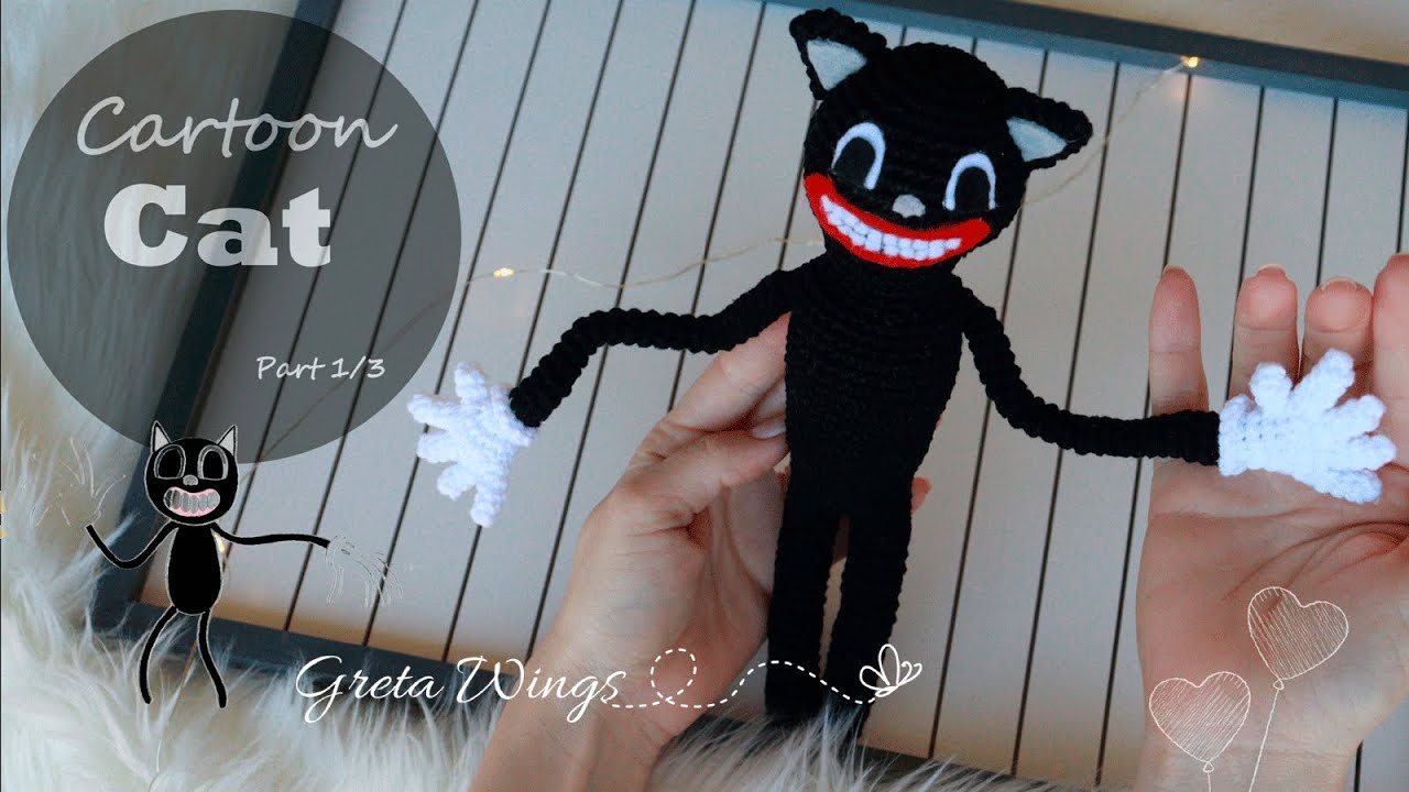 Cartoon Cat Part 1/3 Gato Negro Amigurumi Crochet tutorial-Sub 🇺🇸🇪🇸/ GretaWings