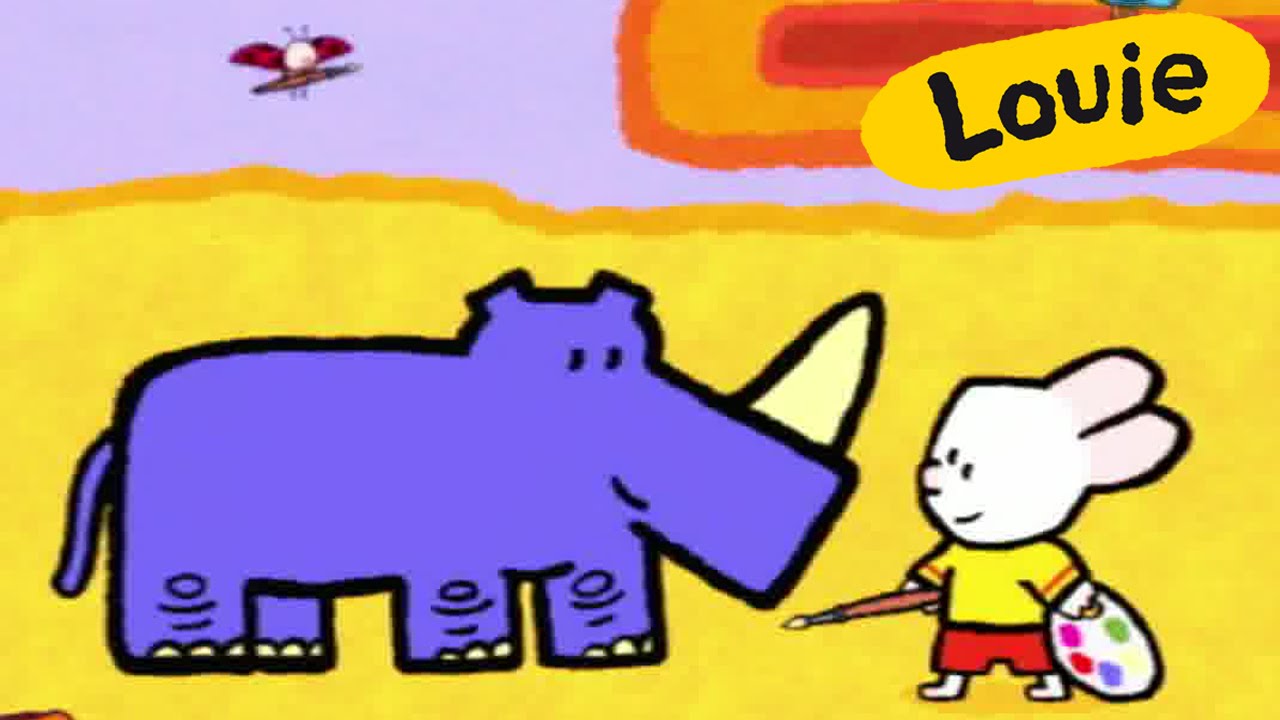 Cartoon for kids - Louie draw me a Rhinoceros HD | Learn to draw