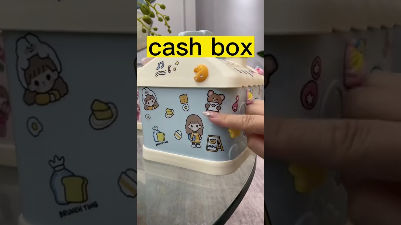 Cash Box with Slot for Kids, Decaller Small Money Box with Money Tray & Key Lock