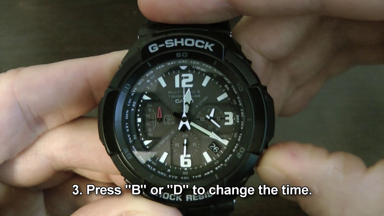 Casio G-Shock Aviation (GW-3000BB-1ACR, 5121) - How To Change Current Time Manually?