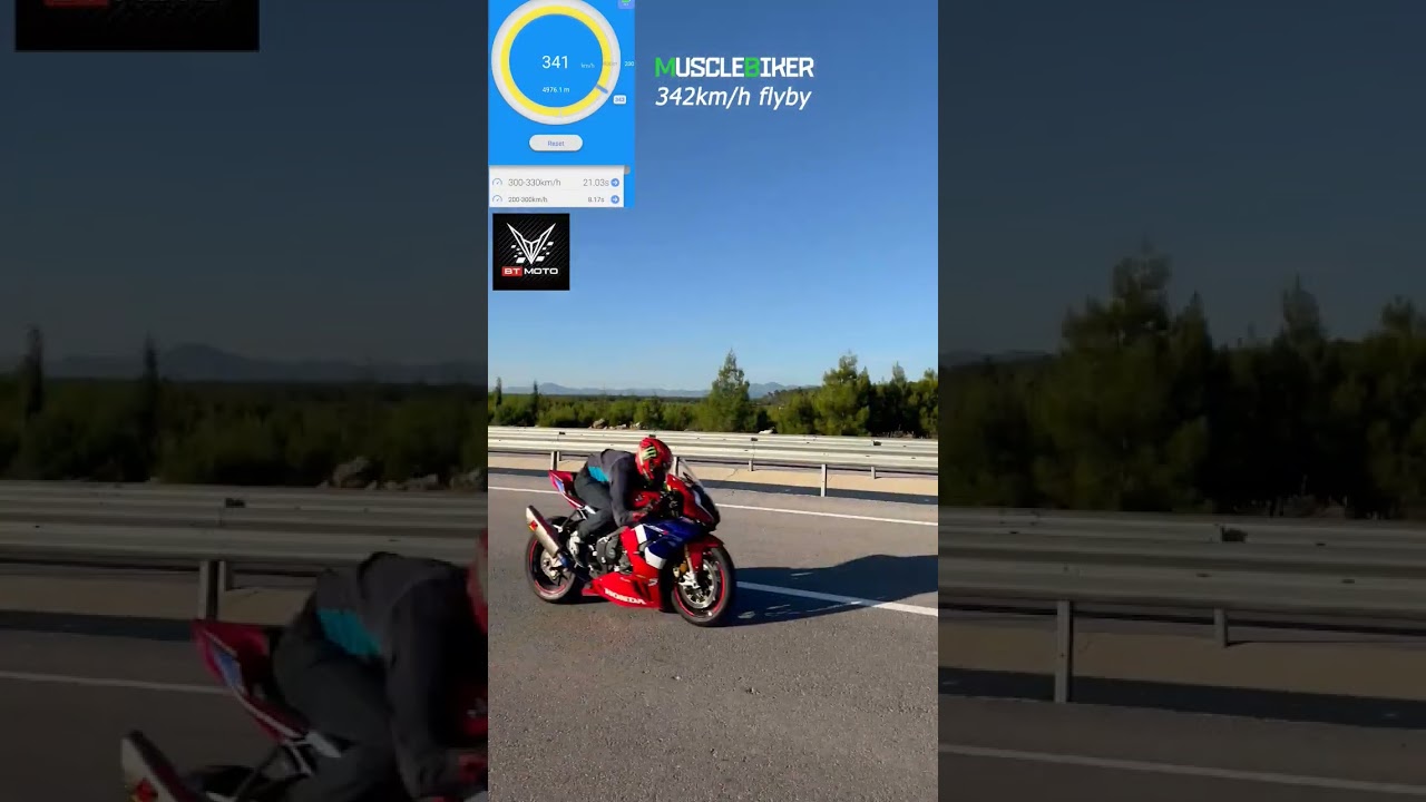 Cbr1000RR-R Top Speed Flyby -342km/h-