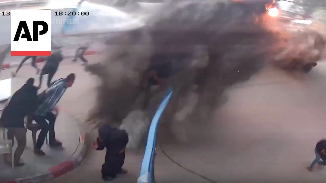 CCTV video shows moment an Israeli strike hits hospital in Gaza