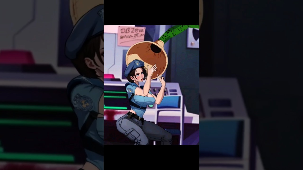 Cell absorbed Resident Evil Girl in 2d animation #cellabsorbed #residentevil #dbz #dbs