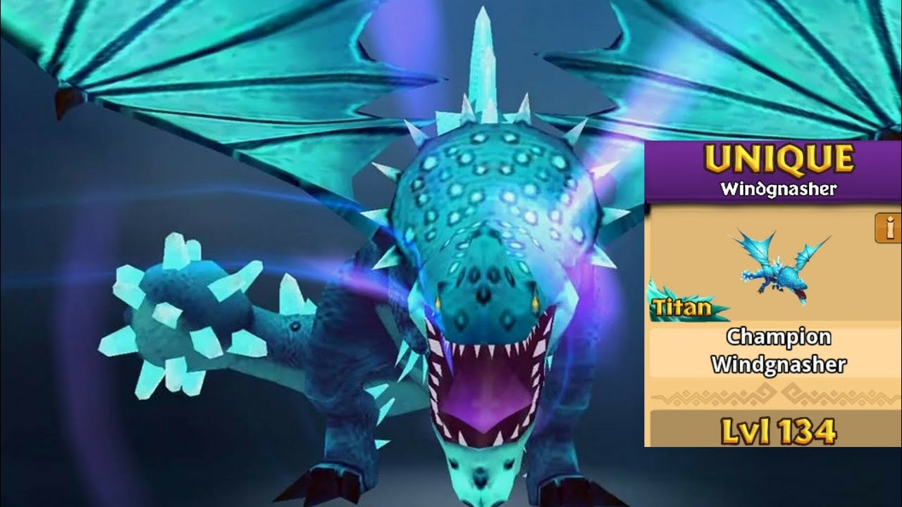 Champion Windgnasher Max Level 134 Titan Mode - Dragons:Rise of Berk