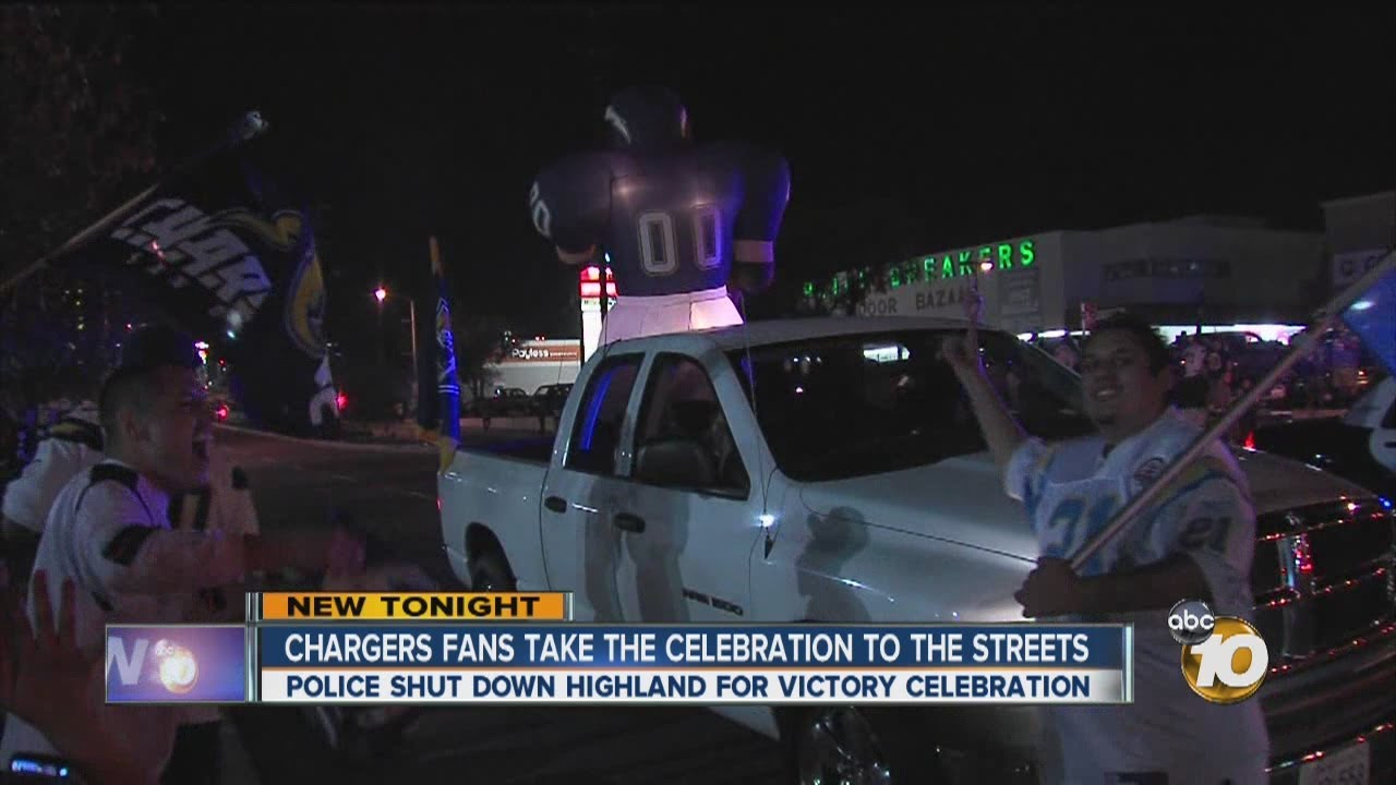 Chargers fans hit streets of National City to celebrate playoff berth