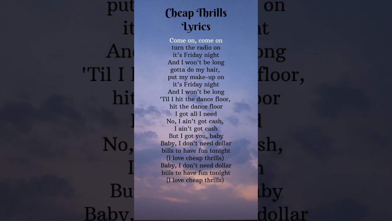 Cheap thrills song lyrics #songlyrics #cheapthrills #shorts #sia