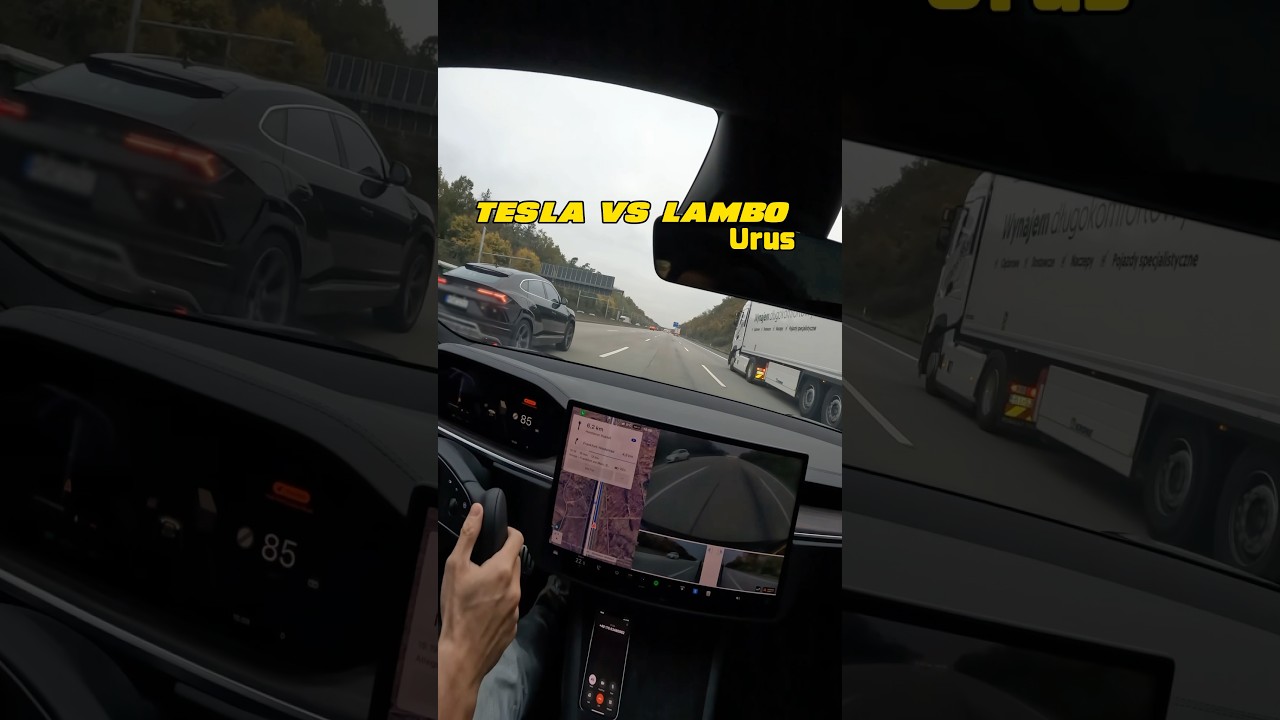Cheapest Tesla Model S vs Lamborghini Urus on German autobahn!