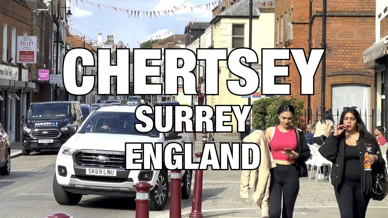 Chertsey Street View, Surrey, UK, England 🇬🇧, 4K HDR