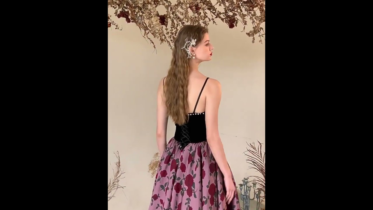 Chic / Beautiful Black Summer Rose Printing Evening Dresses