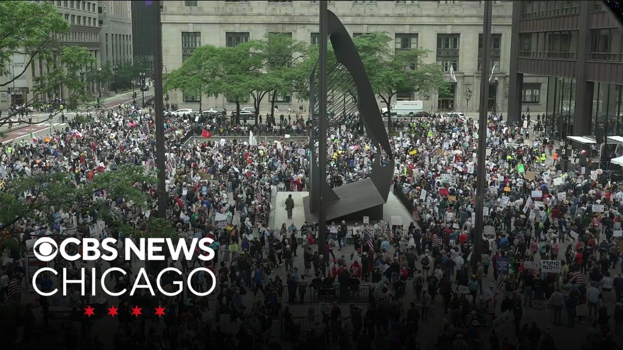 Chicago No Kings Day protest gets underway in Daley Plaza