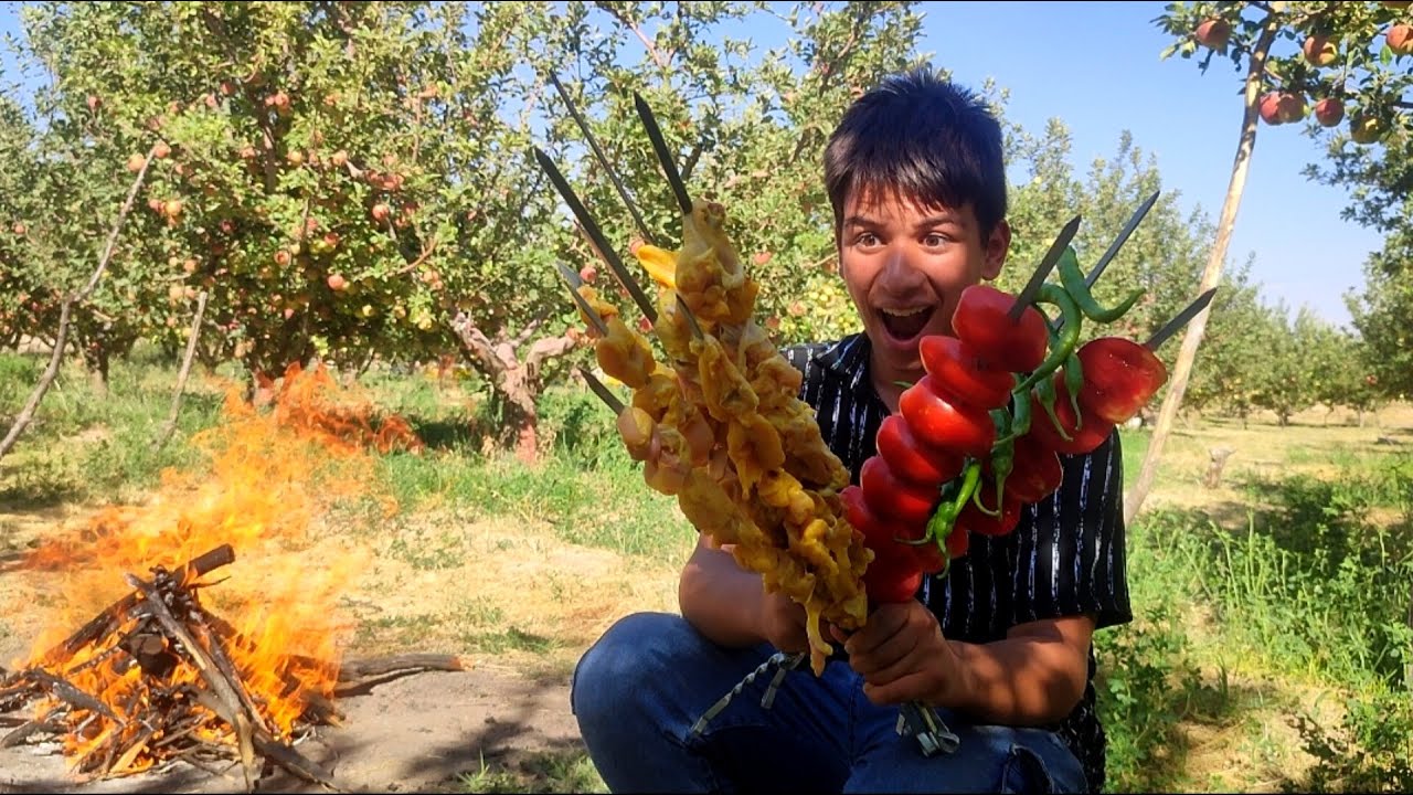 CHICKEN GRILLED | Chicken Grill Recipe Cooking in Village | Chicken Fry in Fire | IRANIAN kabab