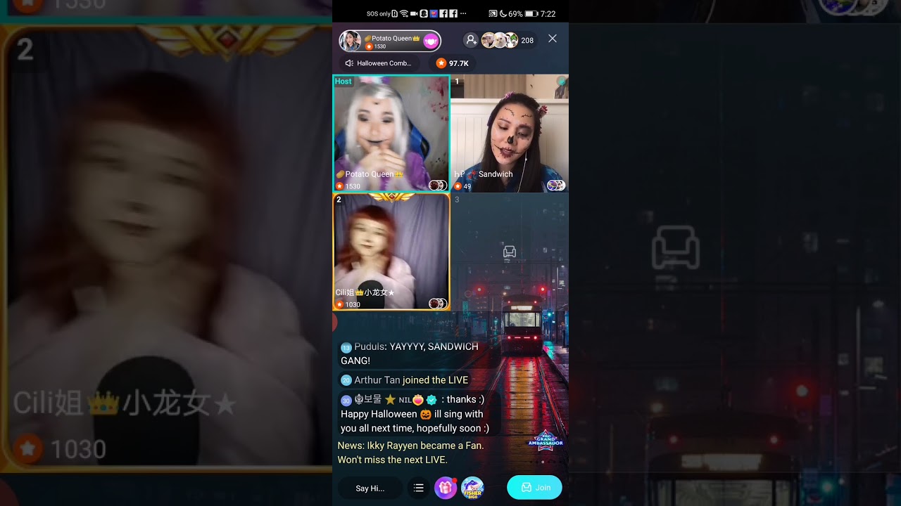 Chie singing on Bigo