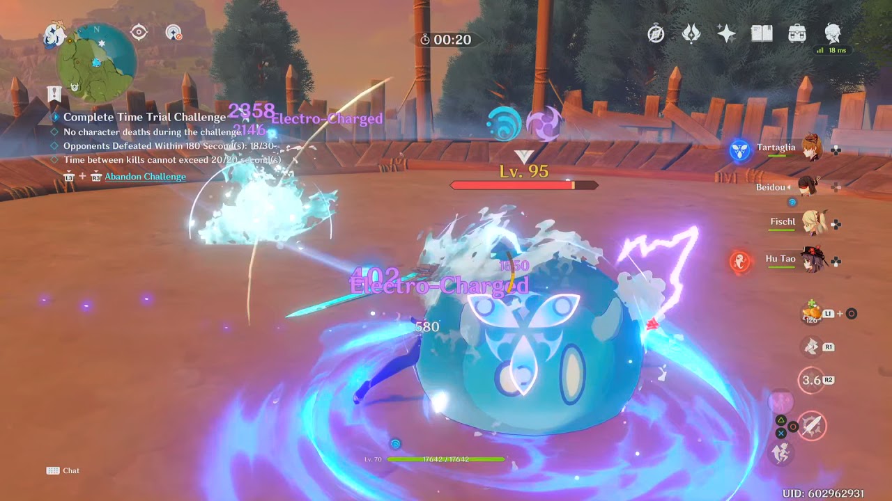 Childe VS. Hydro slimes Contending tides hardest diffculty