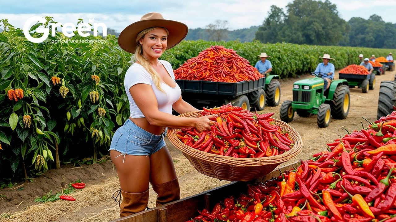 Chilli Farm - How to MILLIONS of tonts Chilli Harvested & Processed | Agriculture Technology