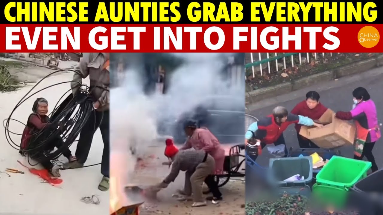 Chinese Aunties Grab and Steal Everything: Cables, Street Stalls, Bottles, Even Get into Fights