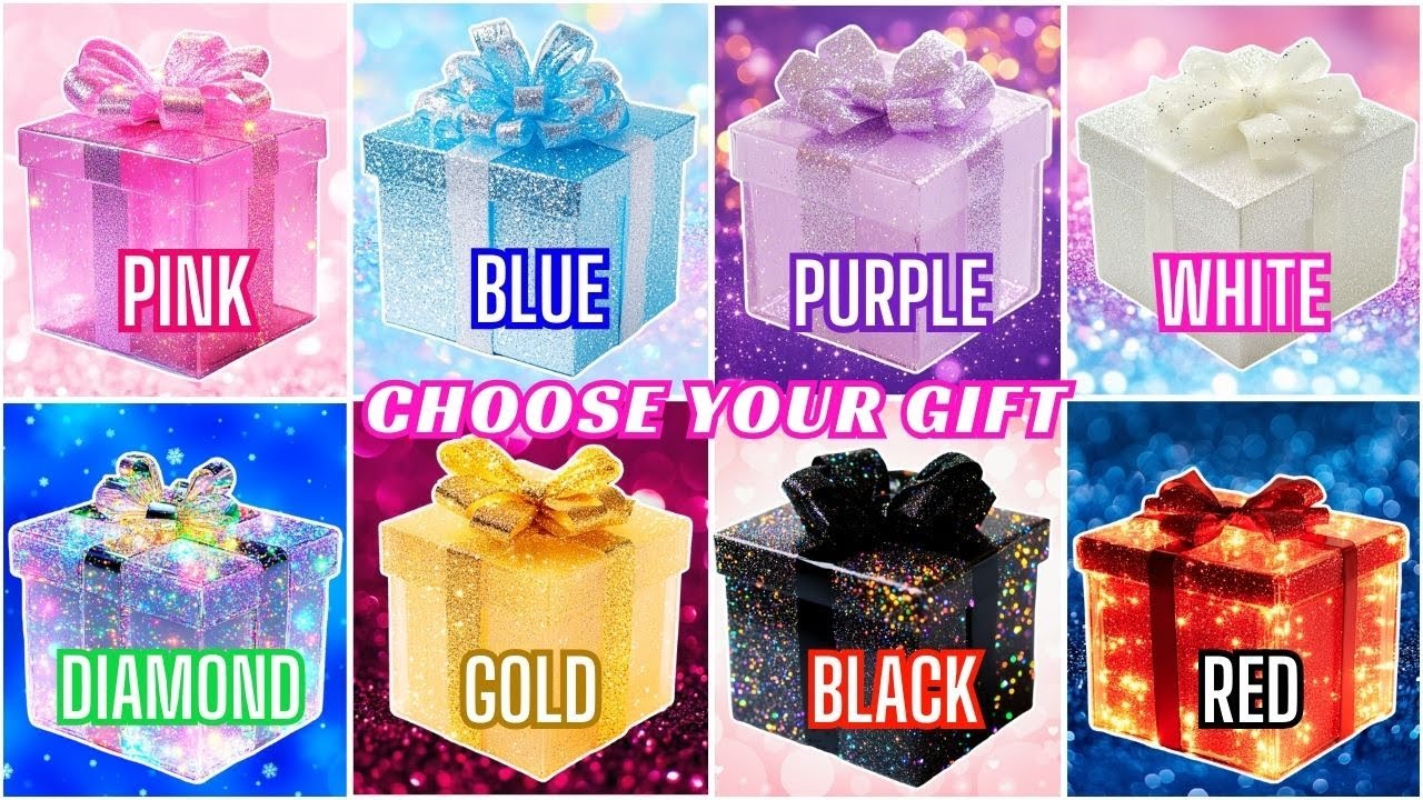 Choose YOUR Gift🎁💖😍🤮8 gift box challenge Pink,Blue, Purple,White, Diamond, Gold, Black or Red #quiz