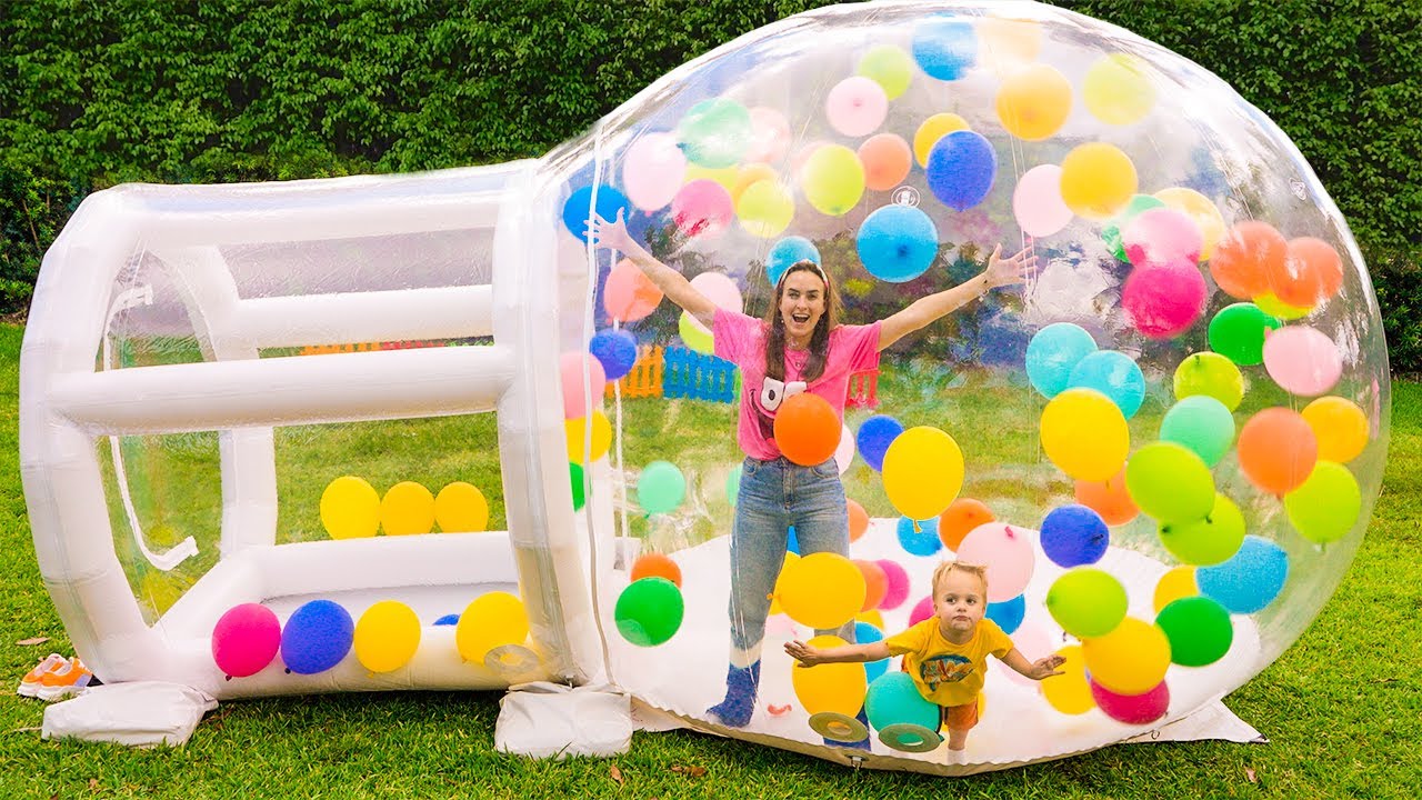 Chris and Mom build Inflatable Playhouse for children