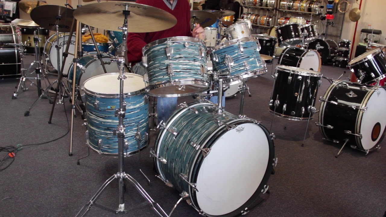 Circa 1971 Ludwig Drum Set in Blue Oyster Pearl 22, 12, 13, 16
