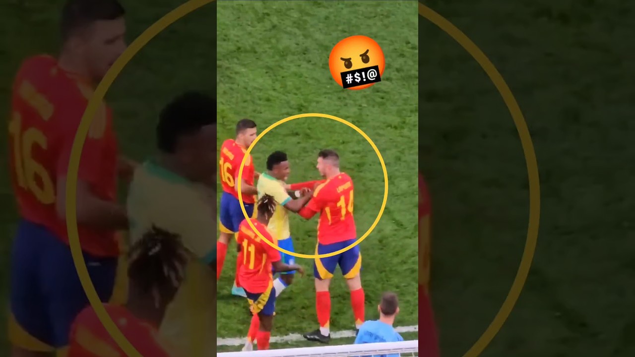 Clash between Vinicius and Laporte / Spain - Brazil