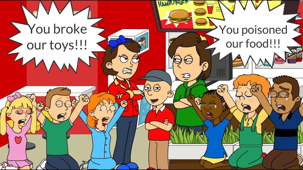 Classic Caillou Misbehaves at McDonald's, Pretends to be a Worker, and Gets Grounded!