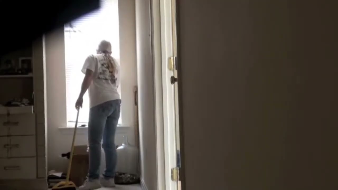 Cleaning lady gets caught farting on security camera.