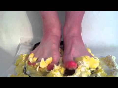 Cold Young Male Bare Feet Lemon Cake Crush