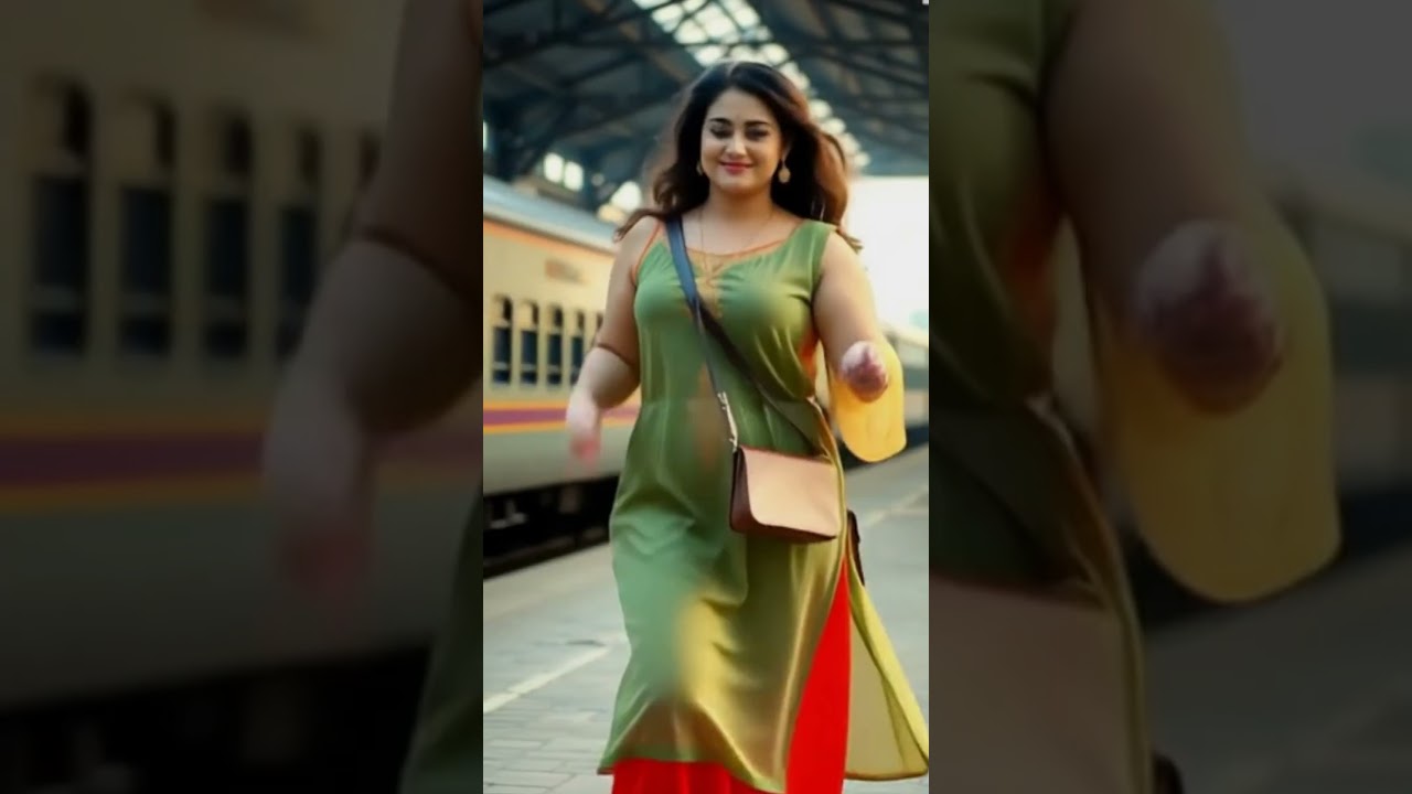 College Girl Walk at Railway Station | Plus Size Beauty in Motion | Desi Cinematic Vibe