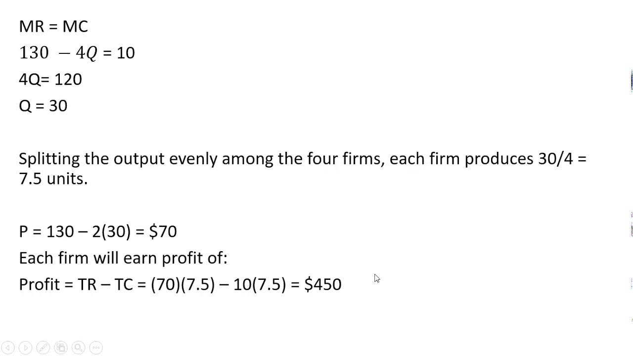 Collusion (Cartel) Model with 4 Firms