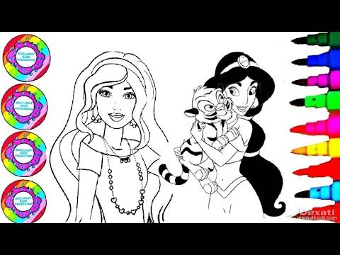 Coloring Page Disney's 💖👧Barbie N' Jasmine Disney's Carpet Princess Coloring Page Coloring Drawings