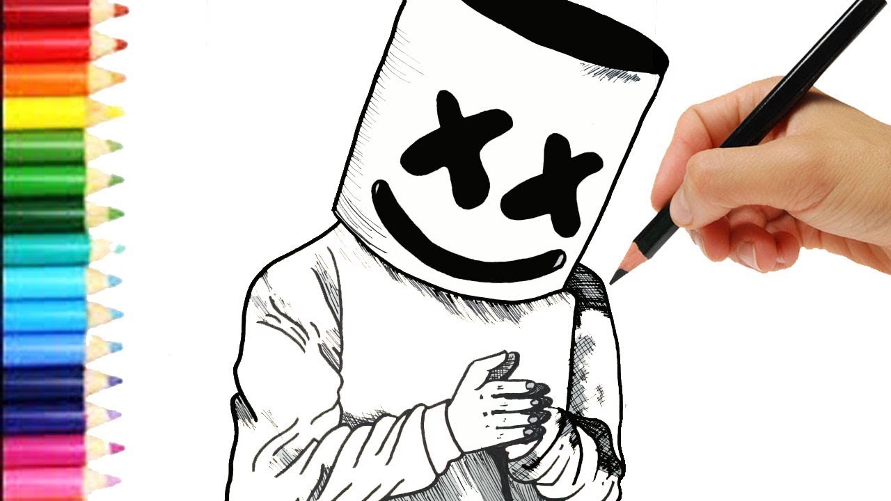 Como dibujar a Marshmello  😱 Speed Paint Marshmello