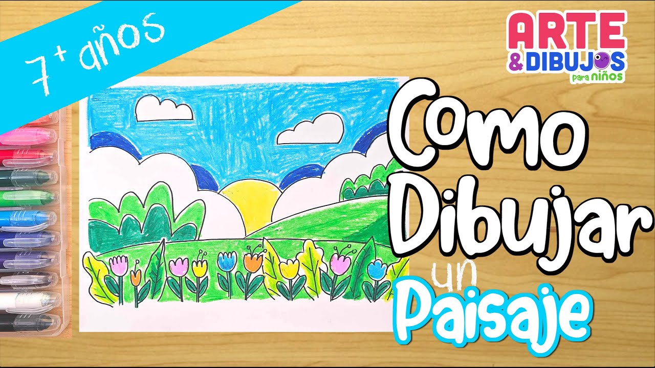Como dibujar UN PAISAJE DE PRIMAVERA | Arte y Dibujos para Niños