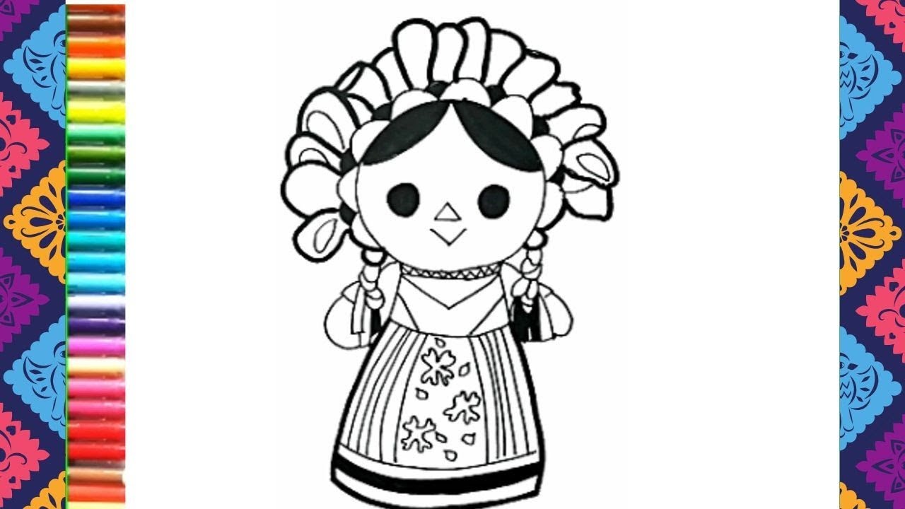 COMO DIBUJAR UNA MUÑECA MEXICANA|
